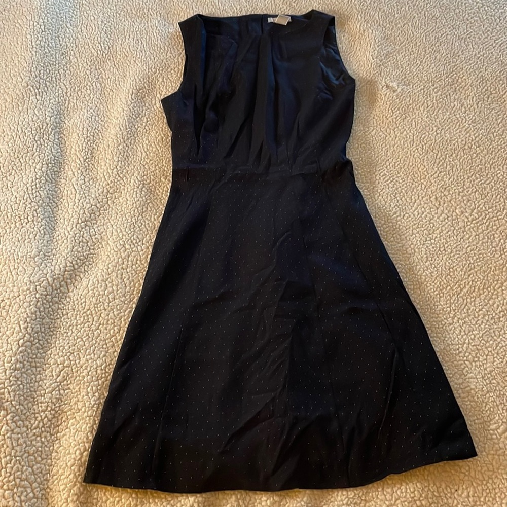H&M navy black polka dot dress